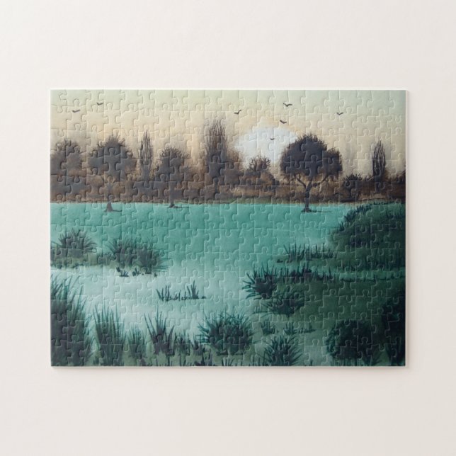 Puzzle paisaje escénico puesta de sol sobre el arte de la (Horizontal)