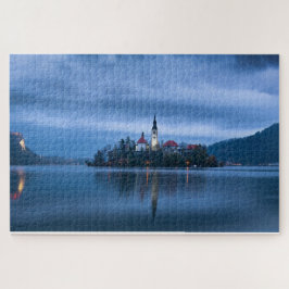 Puzzle Paisaje fotográfico de la hora azul en el lago Ble