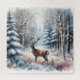 Puzzle Paisaje invernal con ciervo