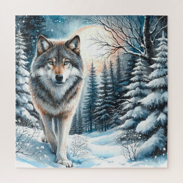 Puzzle Paisaje invernal con lobo (Vertical)
