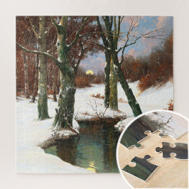 Puzzle Paisaje invernal con luna en ascenso