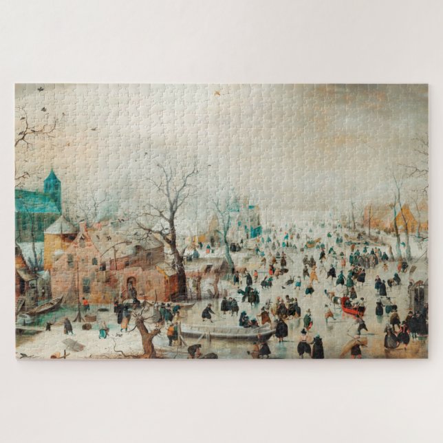 Puzzle Paisaje invernal con patinadores de hielo (Horizontal)