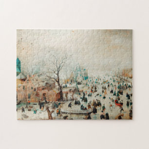 Puzzle Paisaje invernal patinadores sobre hielo 1608 Hend