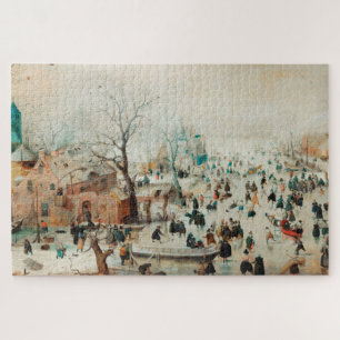 Puzzle Paisaje invernal patinadores sobre hielo 1608 Hend