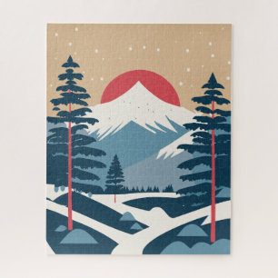 Puzzle Paisaje invernal y amanecer