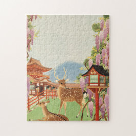Puzzle Paisaje JAPONÉS | ciervo sagrado de Nara | templo
