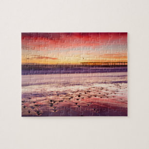 Puzzle Paisaje marino y muelle al atardecer, CA