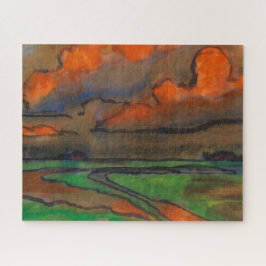 Puzzle Paisaje Marsh Bajo Nubes Rojas | Emil Nolde |