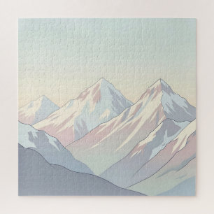 Puzzle Paisaje minimalista de montañas en tonos pastel