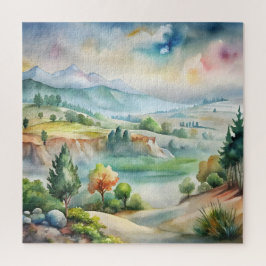 Puzzle Paisaje montañoso acuarela