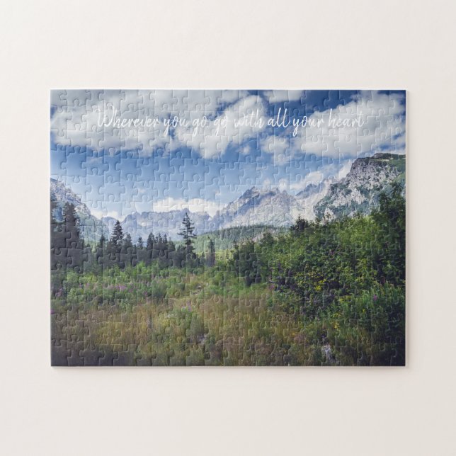 Puzzle Paisaje montañoso de verano con pradera (Horizontal)