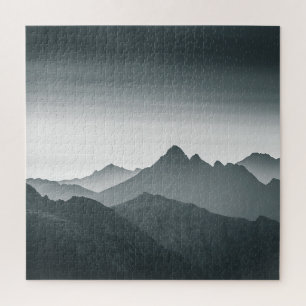 Puzzle Paisaje montañoso negro y blanco