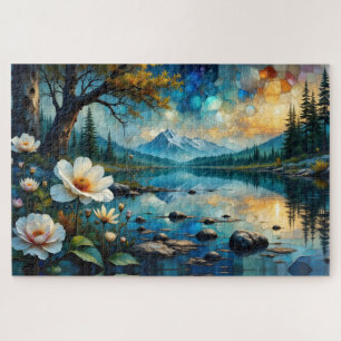 Puzzle Paisaje montañoso reflejo del agua