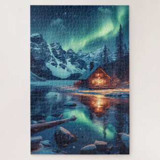 Puzzle Paisaje natural nocturno nórdico Aurora Borealis