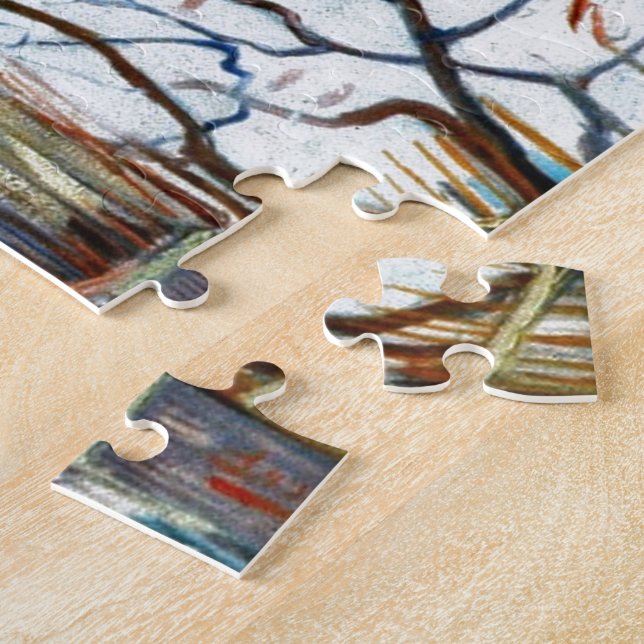 Puzzle Paisaje nevado con arles en el fondo (Lado)