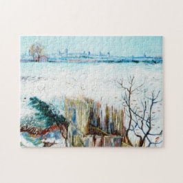Puzzle Paisaje nevado con arles en el fondo
