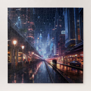 Puzzle Paisaje nocturno de ciudad de ciencia ficción