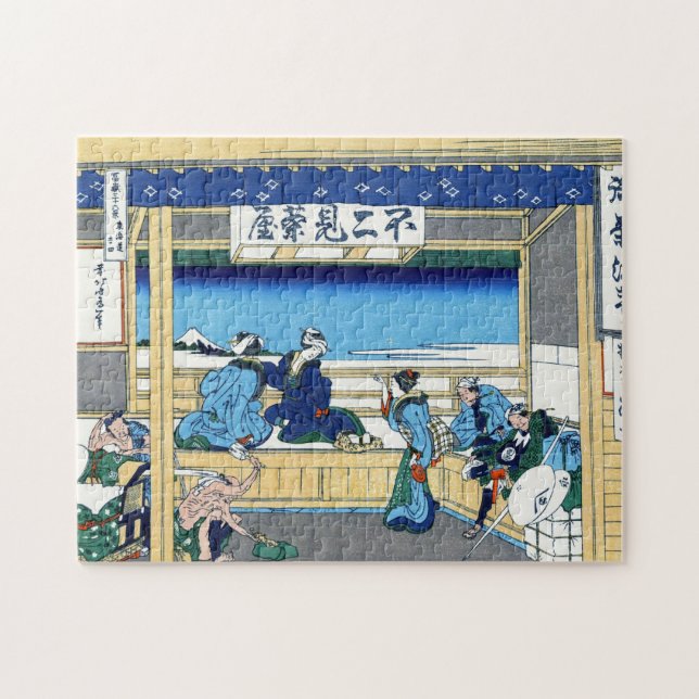 Puzzle Paisaje oriental fresco de la opinión de Hokusai (Horizontal)