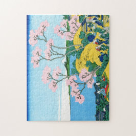 Puzzle Paisaje oriental fresco de la opinión de Hokusai