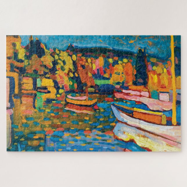 Puzzle Paisaje otoñal con barcos de Wassily Kandinsky (Horizontal)