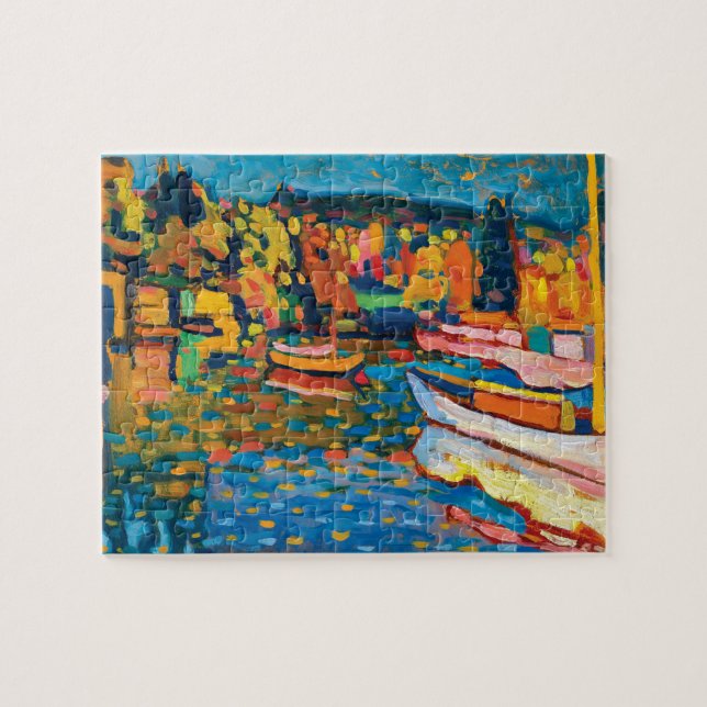 Puzzle Paisaje otoñal con barcos de Wassily Kandinsky (Horizontal)