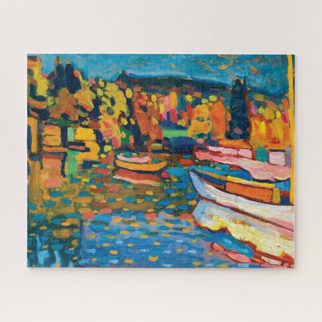 Puzzle Paisaje otoñal con barcos de Wassily Kandinsky (Horizontal)