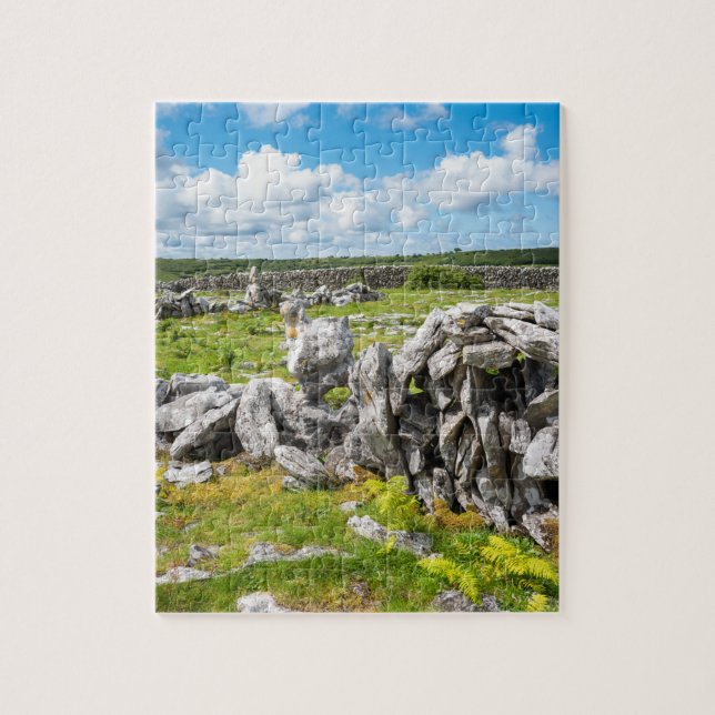 Puzzle Paisaje panorámico irlandés en la Irlanda de Burre (Vertical)