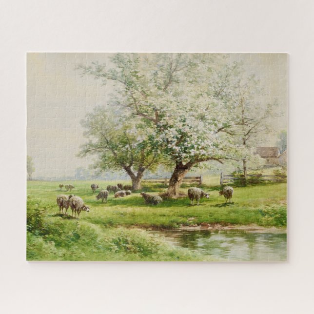 Puzzle Paisaje pastoral con manchas de oveja (Horizontal)