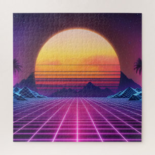 Puzzle Paisaje retro futurista estilo de los años 80
