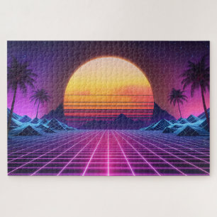 Puzzle Paisaje retro futurista estilo de los años 80