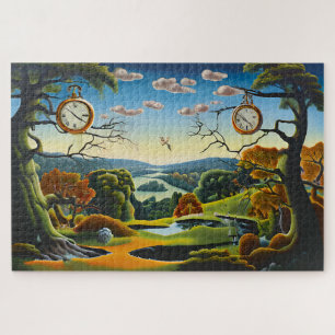 Puzzle Paisaje surrealista con esclusas y lago
