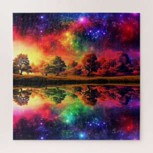 Puzzle Paisaje surrealista de fantasía colorida