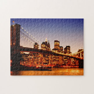 Puzzle Paisaje urbano de Nueva York con el puente sobre
