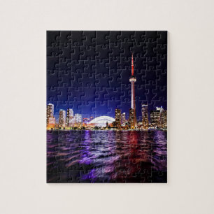 Puzzle Paisaje urbano de Toronto, Canadá, de noche