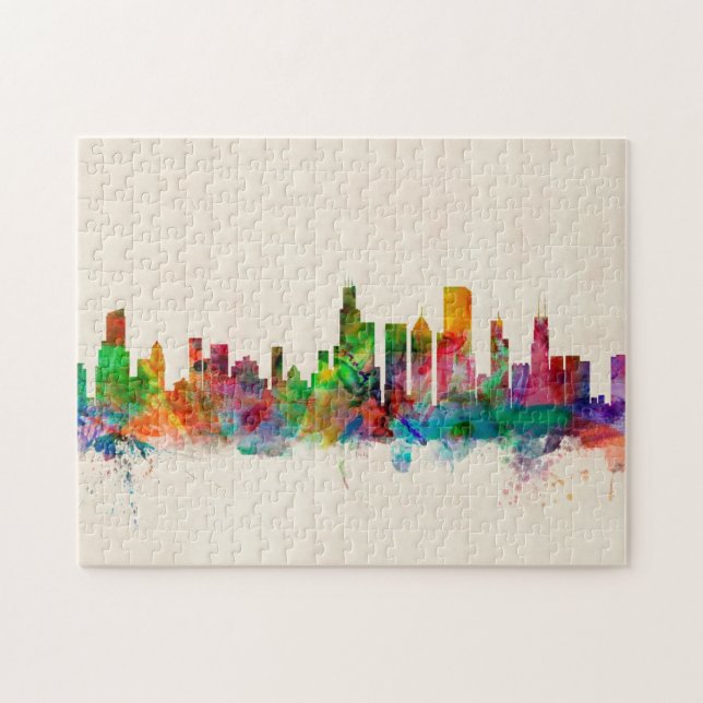 Puzzle Paisaje urbano del horizonte de Chicago Illinois (Horizontal)