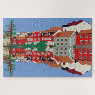 Puzzle Paisaje urbano del pueblo sueco de Eskilstuna