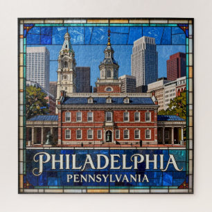 Puzzle Paisaje urbano histórico de vidrio teñido de Filad