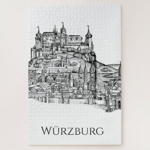 Puzzle Paisaje urbano minimalista de Würzburg, Baviera