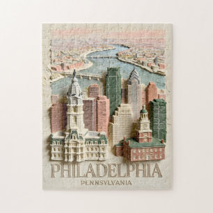 Puzzle Paisaje Urbano Texturizado Moderno de Filadelfia