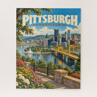 Puzzle Paisaje urbano vintage de Pittsburgh Pennsylvania 