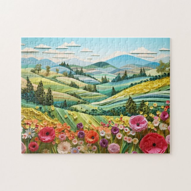 Puzzle Paisaje veraniego en tejido de papel (Horizontal)