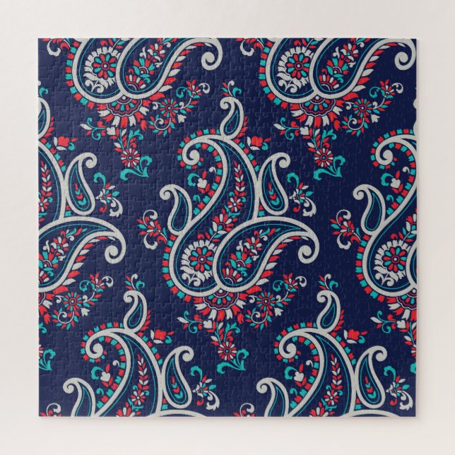 Puzzle Paisley Asiática: Diseño Tradicional Sin Marea. (Vertical)