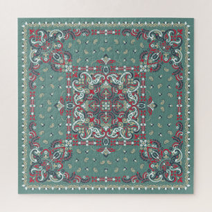 Puzzle Paisley Bandana Print: Silk Neck Scarf
