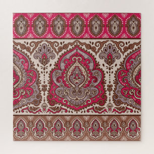 Puzzle Paisley floral india, patrón de mandala étnica.