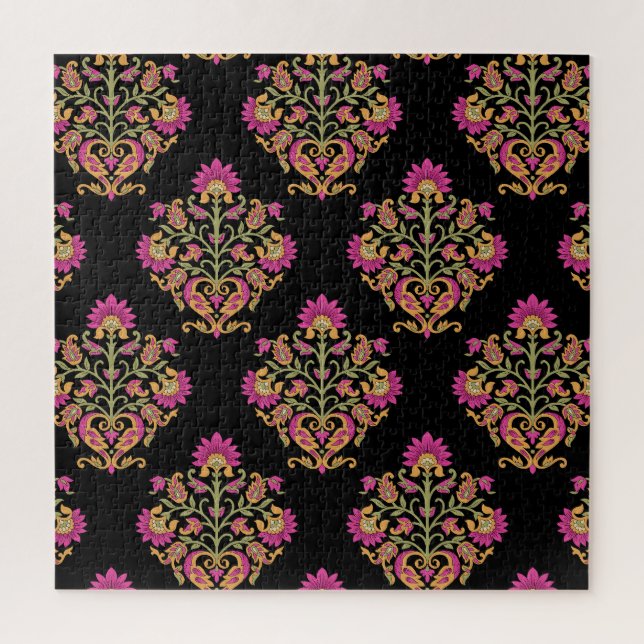 Puzzle Paisley floral mogol, diseño impecable. (Vertical)