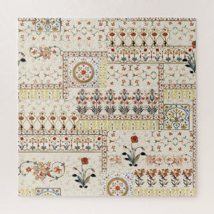 Puzzle Paisley floral mogol: Elegancia digital étnica.