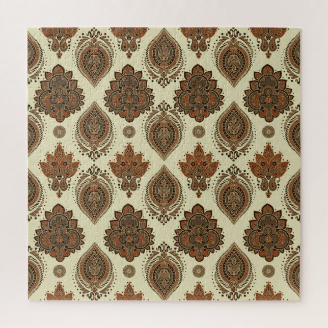 Puzzle Paisley floral, patrón de cosecha textil asiático. (Vertical)