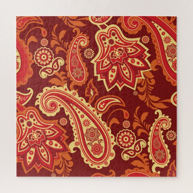 Puzzle Paisley, flores: patrón ornamental sin costura (Vertical)