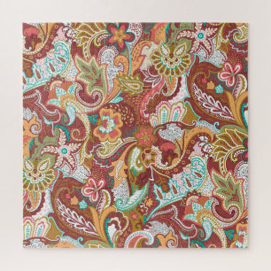 Puzzle Paisley sin soldadura: elegante patrón de fondo.