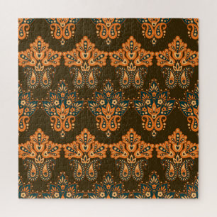 Puzzle Paisley textil asiática: Ilustracion de cosecha fl